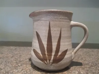 Buy Studio Pottery - Brown Jug - Leaf Design - Impressed Mark • 14.99£