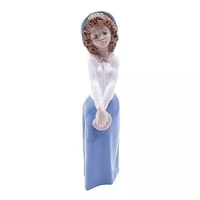 Buy LLADRO Nao 24cm Figure TOO CUTE 1121 Girl With Hat Curly Hair Holding Purse MINT • 17.95£
