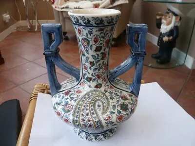 Buy Antique Vintage Old French Pottery 2 Handled Vase Castle Mark Gien France Signed • 24.99£