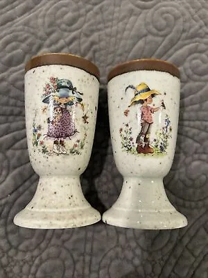 Buy 2 Vintage Purbeck Pottery Gisela Gottschlich Art Wine Goblets, Vases, Cups 5” • 23.75£