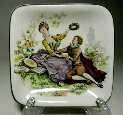 Buy Sandland Ware # 224| COURTING COUPLE 4  Square Dish- Watteau |Staffordshire-VTG • 8.62£
