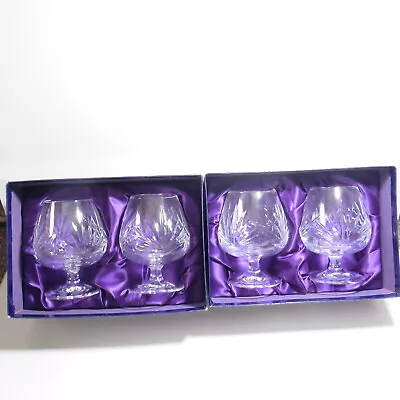 Buy Vintage Edinburgh Crystal Brandy Glasses 2 Box Set 4pcs • 59£
