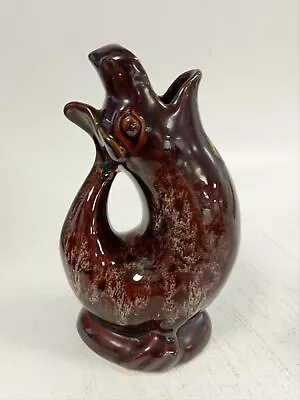 Buy Kernewek Pottery Cornwall Treacle Brown Seal/Fish Gluggle Glug Jug Vase 18cm • 9.99£