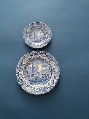 Buy 2 Spode Blue Italian Miniature Plates - 3 Inch And 4 Inch • 12.50£