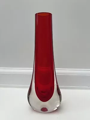 Buy Vintage 1970s Whitefriars 20cm Geoffrey Baxter Red Teardrop Art Glass *FLAW* • 20£