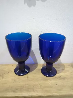 Buy Cobalt Blue KERTTU NURMINEN IITTALA Wine Glass Cup Finland X2 • 29.99£