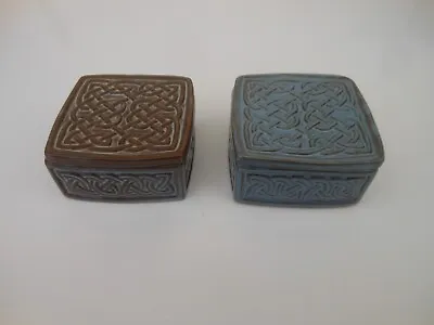 Buy Tyn Llan Welsh Studio Pottery Celtic Knot Trinket Box Lidded Pots X2 • 17.99£