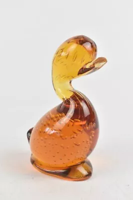 Buy Whitefriars Galls Full Lead Crystal Orange Controlled Bubbles Duck Ornament • 29.99£