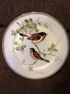 Buy Vintage Royal Crown Fine China Plate Hand Painted Brown Birds Signed Robert 10” • 20.40£