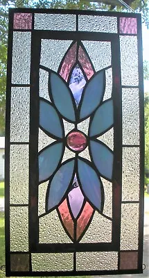 Buy FLOWER POWER  19-1/2  X 10-1/2   Real Stained Glass Window Panel Hangs 2 Ways • 137.35£