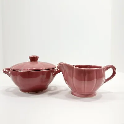 Buy Vtg Pink Petalware Creamer And Sugar Bowl With Lid Unmarked Pottery Mid Century • 18.67£