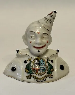Buy Antique Arcadian China Crested Ware Clown With Ilfracombe Coat Of Arms Damaged • 5£