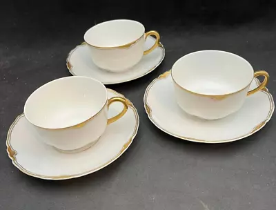 Buy Heinrich HC76 Gold Trimmed Teacups & Saucers (set Of 3) - Bavarian China • 23.02£