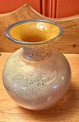 Buy Alan Goldfarb Vermont Studio Art Glass Hand Blown Crackle Vase 4.5” Signed 1995 • 159.47£