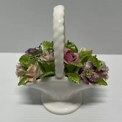 Buy Royal Adderley  Collectible Basket Of Flowers Bone China Made In England 11cm Hi • 34.73£