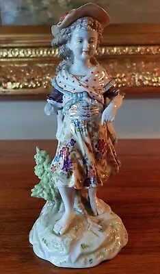 Buy Early 20th Century A/F Vintage German Floral Child Porcelain Figure Marked PF • 17.50£