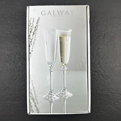 Buy Galway Irish Crystal Liberty Flute Pair Heart Crown Lover Hands • 28.81£
