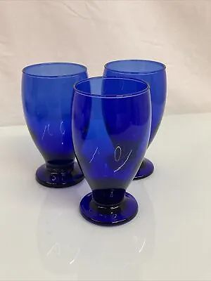 Buy 3ct Cristar COBALT BLUE Lexington Water Goblets Footed 12 Oz  5 1/4 In • 25.23£