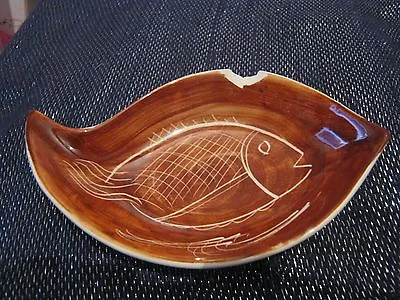 Buy Llanfair Ym Muallt Pottery Trinket Dish Fish In Earth Brown Approx 6 Ins  • 5.99£