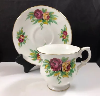 Buy Crown Staffordshire Fine Bone China Tea Cup And Saucer Red & Yellow Rose Vintage • 14.36£