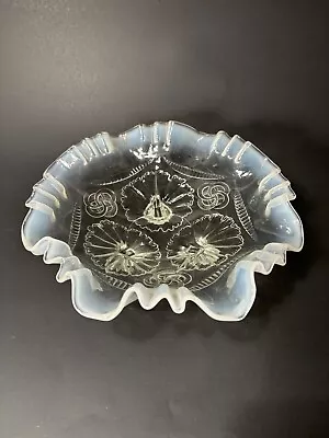 Buy Antique Opalescent Jefferson Wheel Spatula 3 Footed  Ruffled Bowl Berries Candy • 20.13£