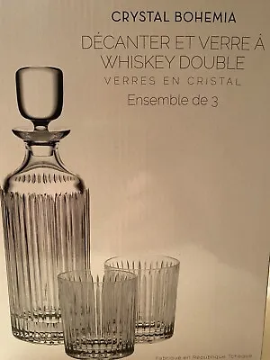 Buy Crystal Bohemian Decanter & 2 Double Old Fashioned Crystal Glasses Over 24% PbO • 57.63£