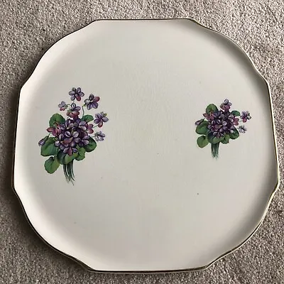 Buy Violets' Design With Gold Rim - Rare Lord Nelson Pottery Vintage Cake Plate • 10.99£