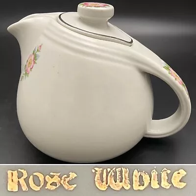 Buy Hall China Company Art Deco Rose Parade White Teapot 658 C1940 Made In USA 3 Cup • 30.74£