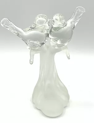 Buy Aldon Art Glass Kissing Birds On A Branch Clear Glass Frosted Glass Love Birds • 27.02£