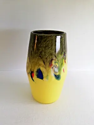 Buy Large Strathearn Yellow /Grey Mottled Art Glass Vase/ Coloured Melted Murrines.  • 95£