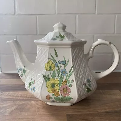 Buy Vintage Sadler England Windsor Hexagonal Basket Weave Teapot Floral Pattern 2 Pt • 28.99£