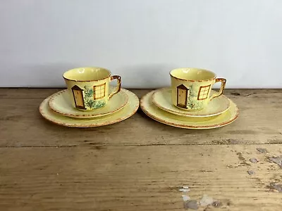 Buy Pair Of Keele St Pottery Cottage Ware Trios (cups/saucers/tea Plates) Good Cond • 10£