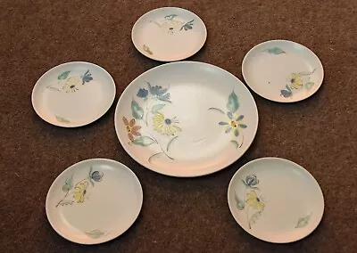 Buy Poole Pottery 1960s Floral Large Dinner Plate & 5 Small Tea Plates • 12£