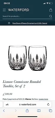 Buy Brand New In Box. Waterford Crystal Lismore Connoisseur Rounded Whisky Tumblers. • 39.99£