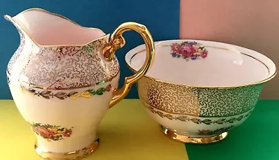 Buy Vintage Tuscan China Floral Tea Set Milk Jug & Open Sugar Bowl Pink & Gold • 18.50£