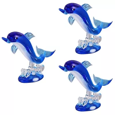 Buy Crystal Dolphin Figurines 3Pcs Glass Statue Marine Animal Fengshui Ornament • 19.18£