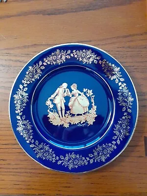 Buy Limoges France Colbalt Blue Gold Trim 7.25  Decorative Plate Courting Couple • 9.21£