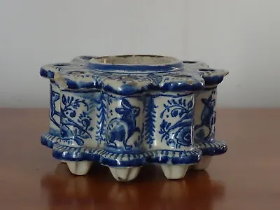 Buy Rare Antique Old Dutch Delft Blue ( Cobalt ) & White Ceramic Pottery Inkwell • 1,343.50£