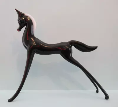 Buy Vintage 1960's Handmade Black Horse / Glass Animal Ornament 10 Cm • 12.50£