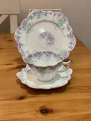 Buy Antique Wileman Foley Pre Shelley Trailing Violets 9057 Pattern Cup Saucer Trio • 30£