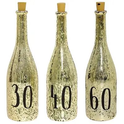 Buy Gold Crackle Glaze Battery Light Up Bottle With Number - Birthday Gift • 9.44£