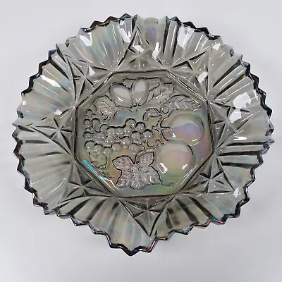 Buy Federal Glass Bowl Fruit Pattern Pioneer Carnival Smoke Colored Centerpiece Dish • 19.10£
