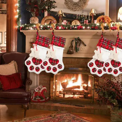 Buy Pet Dogs Cats Christmas Stockings Paw Stocking Socks Xmas Tree Ornaments Filler • 2.70£