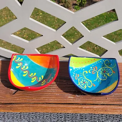Buy Del Rio Salado Hand Painted Small Triangular Bowls - Set Of 2 - Made In Spain • 9.46£