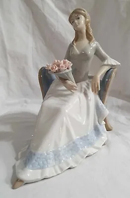 Buy D'Art (Now Lladro) Spanish Porcelain Figurine Of A Seated Lady With Flowers 9  • 44.99£