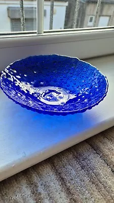 Buy  Vintage Pavel Panek Sklo Union Cobalt Blue Bubble Glass Bowl • 11.99£