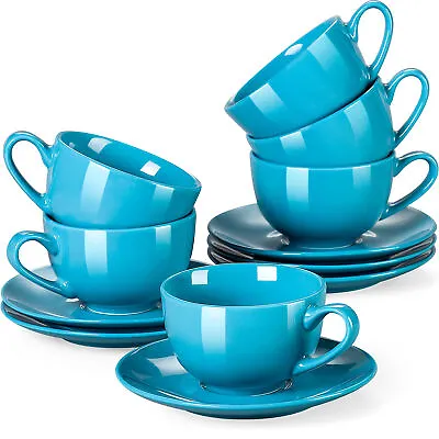 Buy Lovecasa Sweet 12pc Cappuccino Tea Coffee Latte Cups Saucers Set Porcelain 230ml • 29.99£