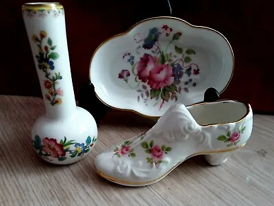 Buy Collectible Bone China Miniature Set Coalport Vase Plate Mind Rose Shoes England • 14£