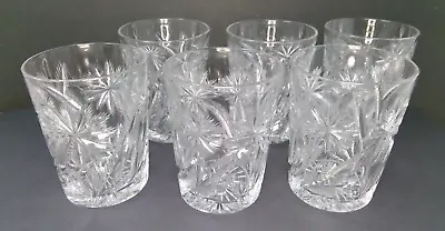 Buy Set Of 6 Antique Signed Libbey Cut Glass Floral 3 7/8  Tumblers • 124.86£