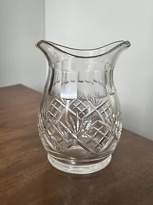 Buy VINTAGE Heavy Clear Cut Glass Crystal Milk/cream Water Jug Double Pourer Vase • 20£
